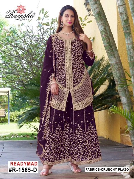 R 1565 A to D By Ramsha Crunchy Readymade Pakistani Suits Wholesale Price In Surat